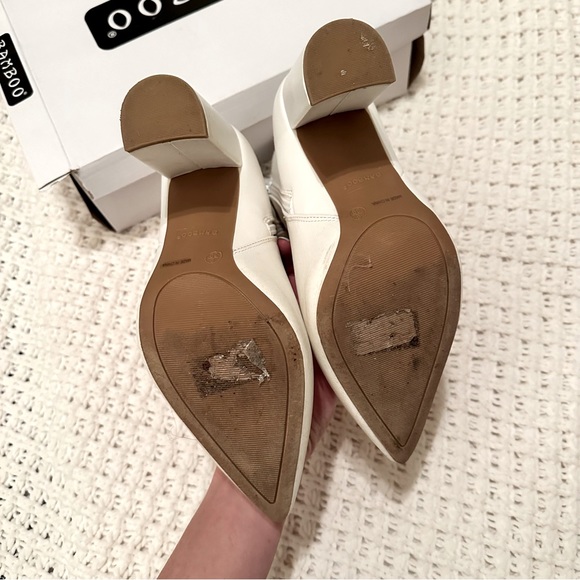 White Faux Leather Pointed Tow Booties - Picture 5 of 5